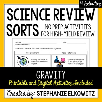 Preview of Gravity Review Sort | Printable, Digital & Easel