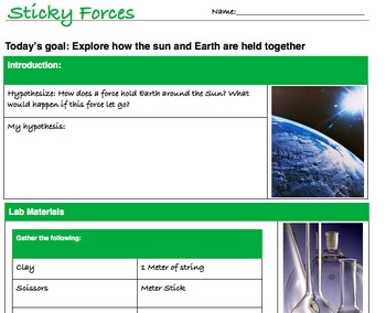 Preview of Gravity Sun Earth orbit lab hypothesis Powerpoint Jr. High 6 7 8 9th grade