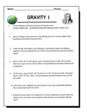 Gravity Worksheet I - Newton's Law of Universal Gravitation