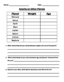 Gravity Worksheet : Your Weight on Other Planets