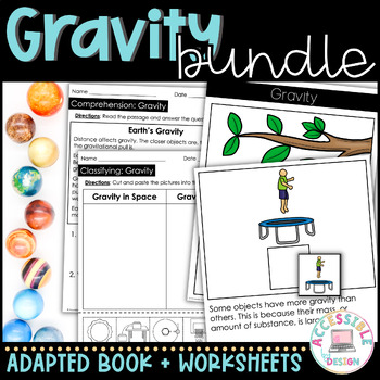 Preview of Gravity Worksheets and Adapted Book for Special Education BUNDLE