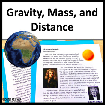 Preview of Gravitational Force and Gravity, Mass, and Distance NGSS MS-PS2-4