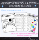 Gravity and Solar System Objects Color By Number, Vocabula