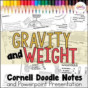 Preview of Gravity and Weight Doodle Notes | Mass versus Weight | Middle School Science