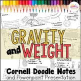Gravity and Weight Doodle Notes | Mass versus Weight | Mid