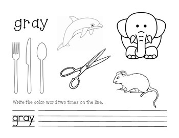 Gray Color and Write Worksheet by Vicky Raymond | TpT