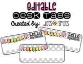 Gray Polka Dot Desk/Name Tags (Editable)