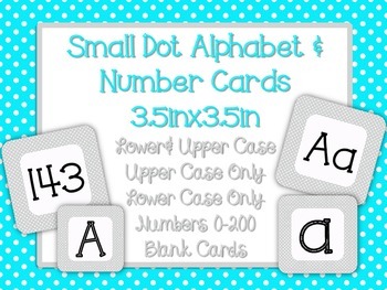 Preview of Gray & White Polka Dot Alphabet & Number Cards