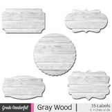 Gray Wood Labels, Grey Tags, Wooden Frames