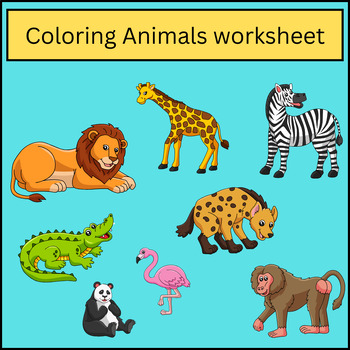 Gray and White Fun Art Activity Coloring Animals Worksheet by Noor sheikh