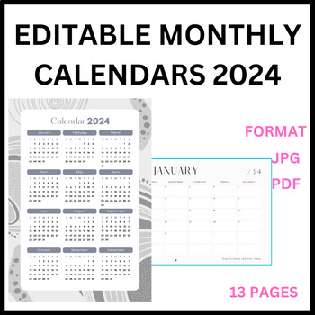 Gray and White Minimalist Clean 2024 Monthly Calendar by Mindscape Books