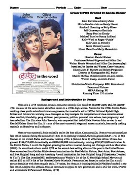 Preview of Grease Film (1978) Study Guide Movie Packet