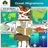 Animal Migrations Clip Art - Both Animal and Map Illustrat