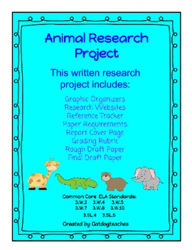Preview of Great Animal Research Project - Grade 3 Common Core Writing Standards