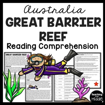 Preview of Great Barrier Reef in Australia Reading Comprehension Worksheet Coral Reef