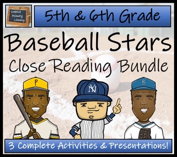 Preview of Great Baseball Players Close Reading Comprehension Bundle 5th Grade & 6th Grade
