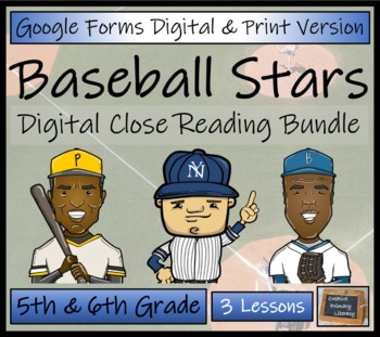 Preview of Baseball Stars Close Reading Activity Bundle Digital & Print | 5th & 6th Grade