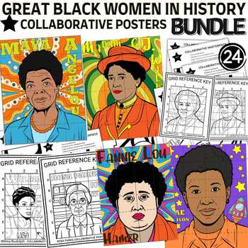 Preview of Great Black Women in History Collaborative Posters Black History Month BUNDLE