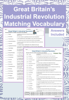Preview of Great Britain's Industrial Revolution Matching Vocabulary