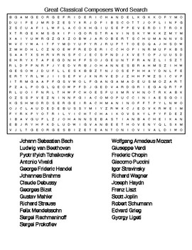 Great Classical Composers Crossword and Word Search by Lonnie Jones Taylor