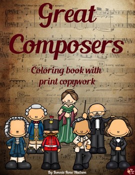 Preview of Great Composers Coloring Book with Print Copywork