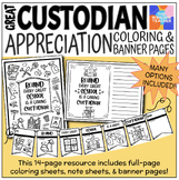 Great Custodians Appreciation Coloring/Note Pages & Banner