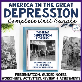 Preview of Great Depression 1930s US America Unit Plan Bundle