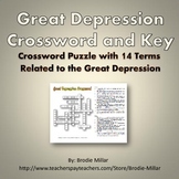 Great Depression - Crossword Puzzle and Key (14 Terms and Clues)