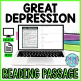 Great Depression DIGITAL Reading Passage and Questions - S