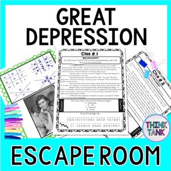 Preview of Great Depression ESCAPE ROOM: Dust Bowl, Roaring Twenties, Stock Market