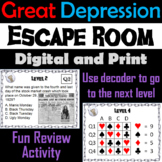 Great Depression Activity Escape Room: New Deal, FDR, Dust