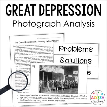 Preview of Great Depression Primary Sources Activity
