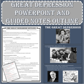 Preview of Great Depression PowerPoint and Guided Notes Outline (Print and Digital Formats)