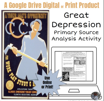 Preview of Great Depression Primary Source Analysis Interactive Lesson for Google Classroom