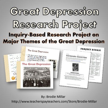 Preview of Great Depression - Research Project (Project, Rubric, PowerPoint)
