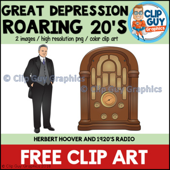 Preview of Great Depression Roaring Twenties Herbet Hoover 1920's Radio Clip Art FREEBIE