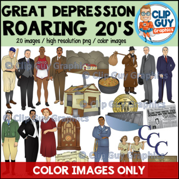 Preview of Great Depression Roaring Twenties & New Deal Clip Art Bundle - COLOR IMAGES ONLY