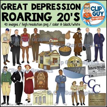 Preview of Great Depression Roaring Twenties & New Deal Clip Art Bundle {Clip Guy Graphics}