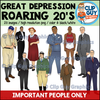 Preview of Great Depression Roaring Twenties & New Deal Important People Clip Art Bundle