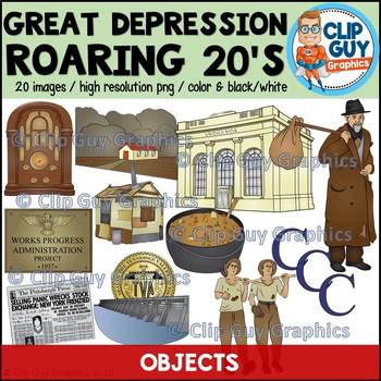 Preview of Great Depression Roaring Twenties & New Deal Objects Clip Art Bundle