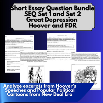 Preview of Great Depression Short Essay Question (SEQ) Set 1 and 2 Bundle-NY Regents Prep