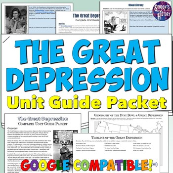 Preview of Great Depression Study Guide Unit Packet: Map, Timeline, & Activities