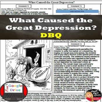 Preview of Great Depression | The Causes of the Great Depression DBQ | Print & Digital