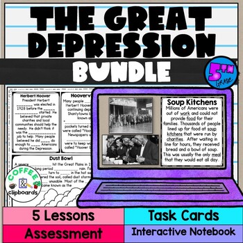 Preview of Great Depression Unit Bundle: Lessons, Activities, Timeline and Test SS5H3