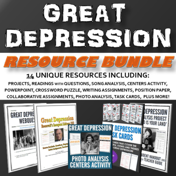 Preview of Great Depression - Unit (PPT, Essay, Project, Assignment, Song Analysis)