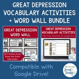 Great Depression Vocabulary Activity Set and Word Wall Bundle