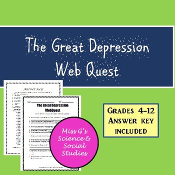 Preview of Great Depression WebQuest or Quiz w/ Answer Key