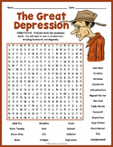 (4th 5th 6th 7th Grade) THE GREAT DEPRESSION Word Search W