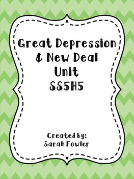 Preview of Great Depression and New Deal Unit/SS5H5