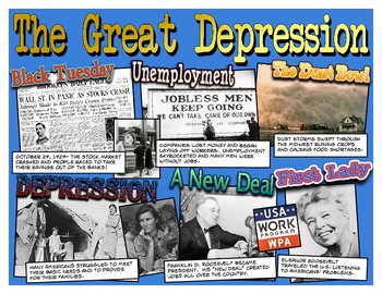 Great Depression and World War II Poster Set by History Girl | TPT